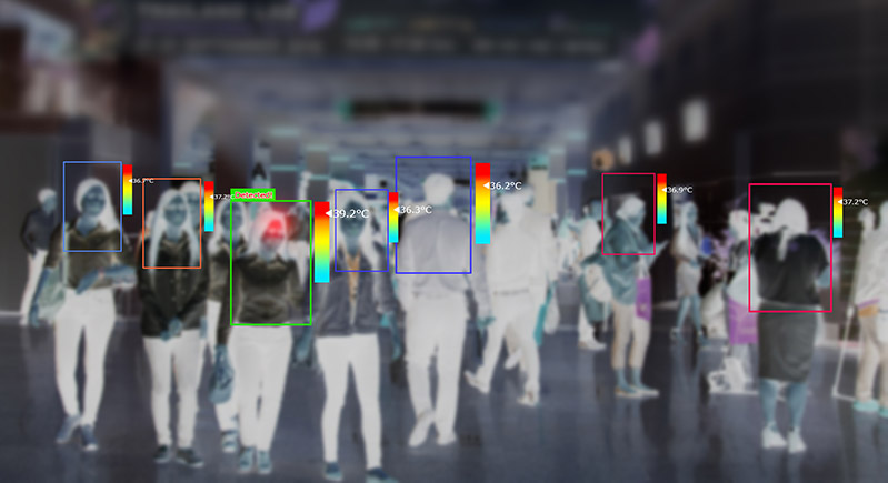 AI camera thermal scanning concept.